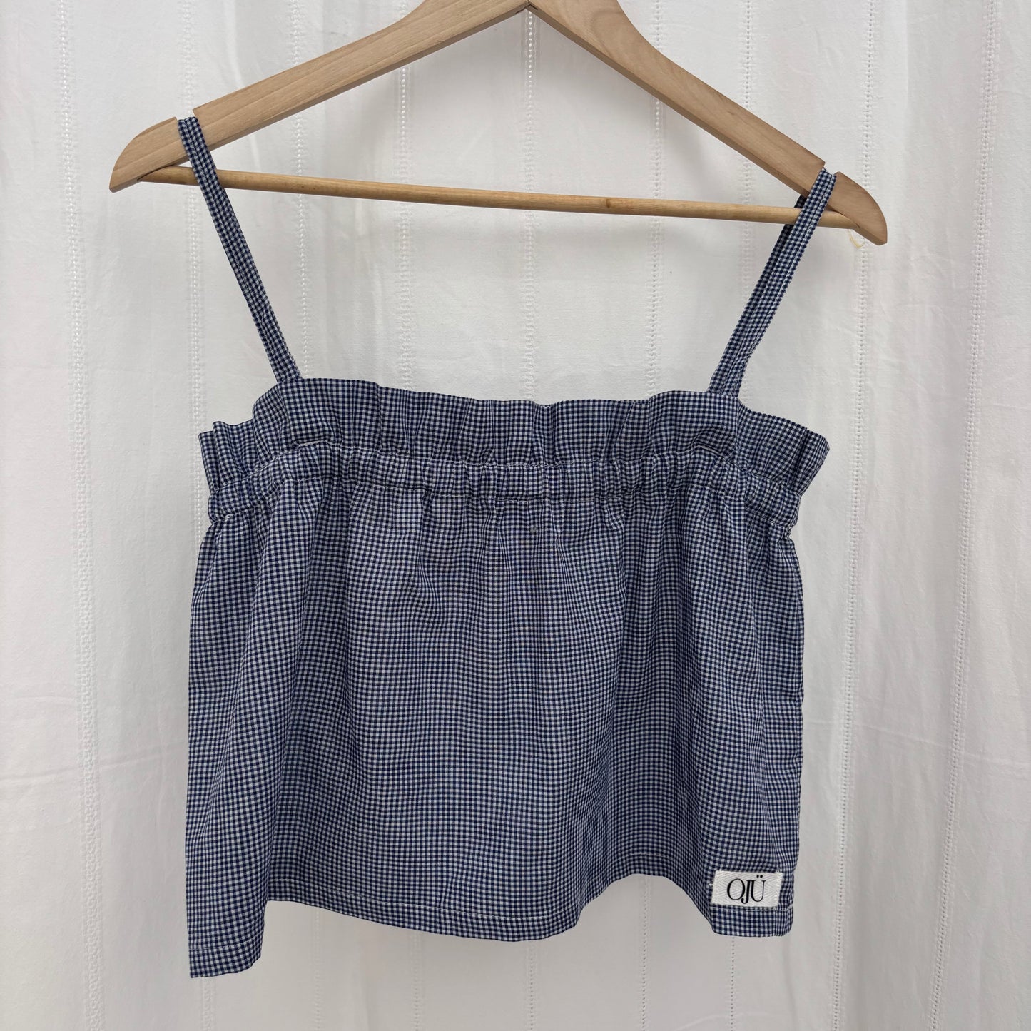 Top Fronces Vichy Bleu