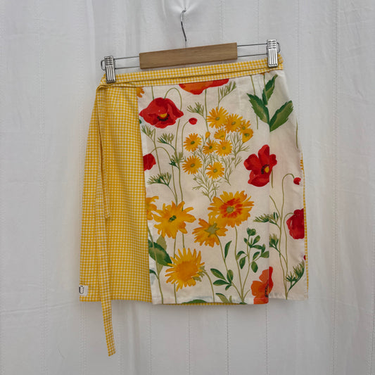 Jupe _ Coquelicots et Vichy Jaune XS/S & M/L