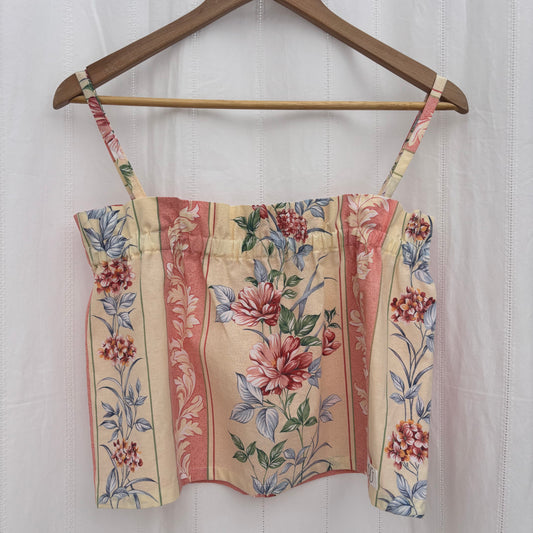 Top Fronces Fleurs et Rose uni Dos