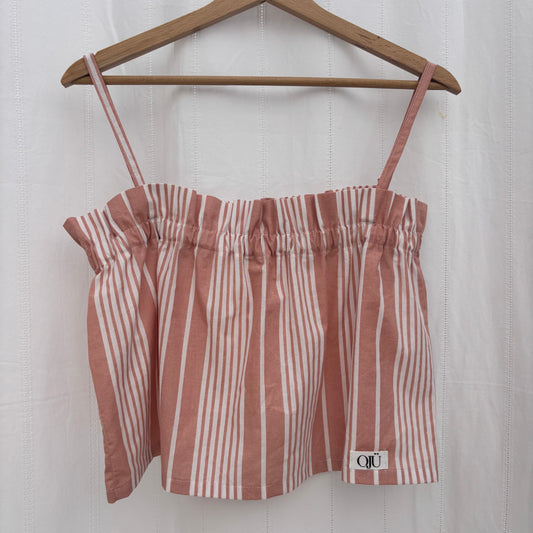 Top Fronces Rayé Terracotta